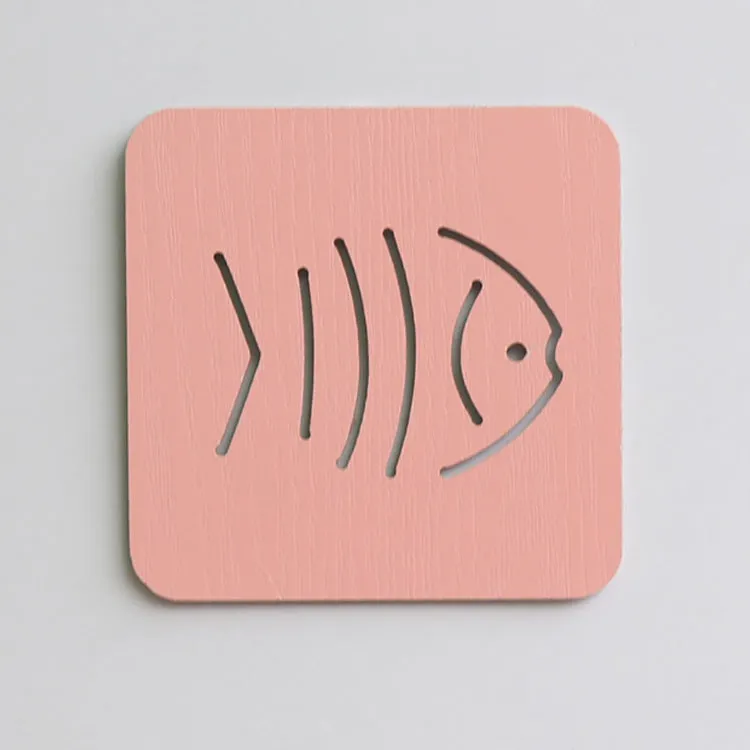 Dining Table Mat 3 PCS Coasters Wooden Cartoon Heat Proof Mats