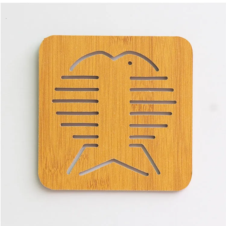 Dining Table Mat 3 PCS Coasters Wooden Cartoon Heat Proof Mats
