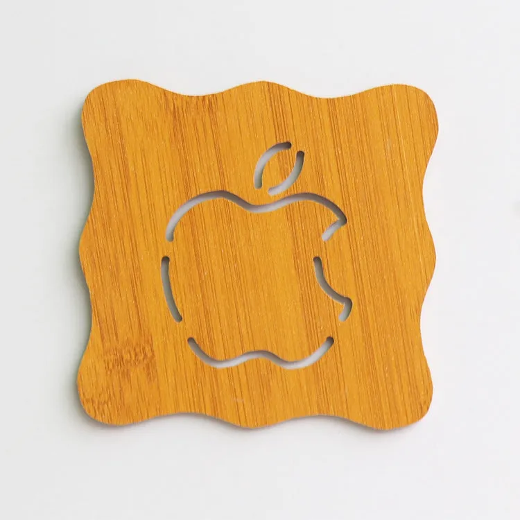 Dining Table Mat 3 PCS Coasters Wooden Cartoon Heat Proof Mats
