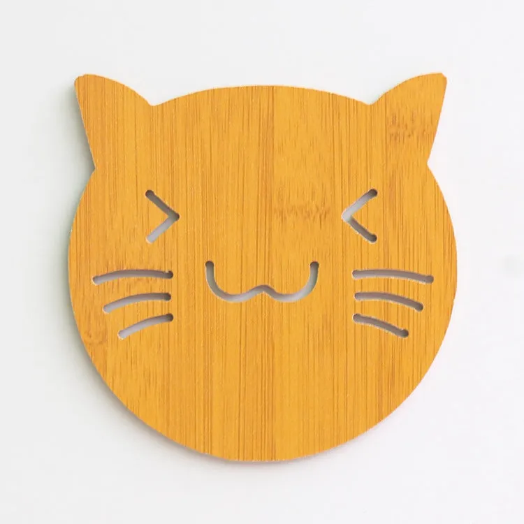 Dining Table Mat 3 PCS Coasters Wooden Cartoon Heat Proof Mats