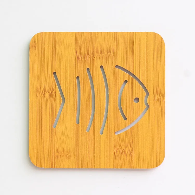 Dining Table Mat 3 PCS Coasters Wooden Cartoon Heat Proof Mats