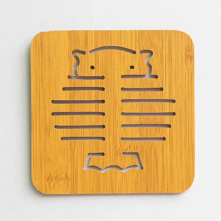 Dining Table Mat 3 PCS Coasters Wooden Cartoon Heat Proof Mats