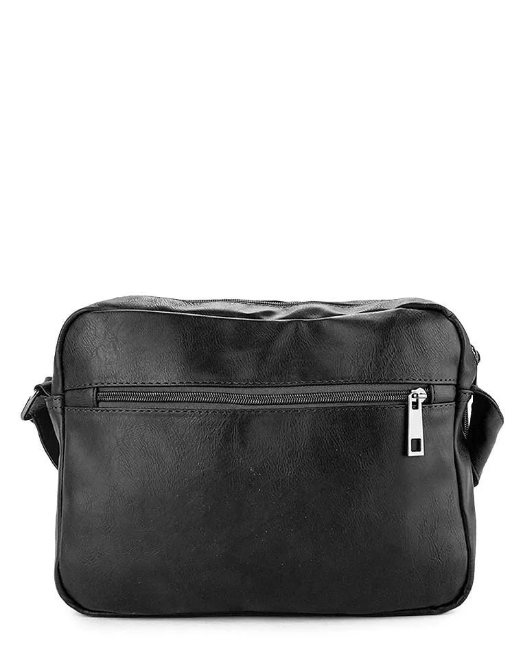 Distressed Leather EDC Crossbody Bag - Black