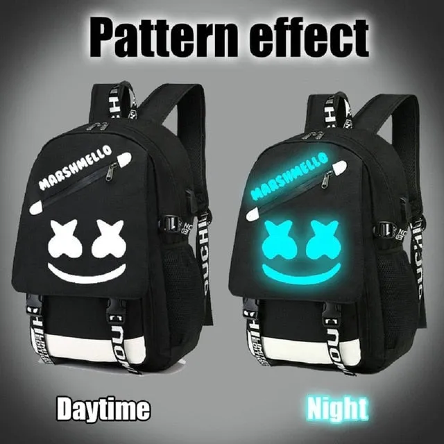 DJ Marshmallow Backpack school backpacks for teenagers boys Girls Student Bags USB multifunction travel Luminous Bag Laptop Pack