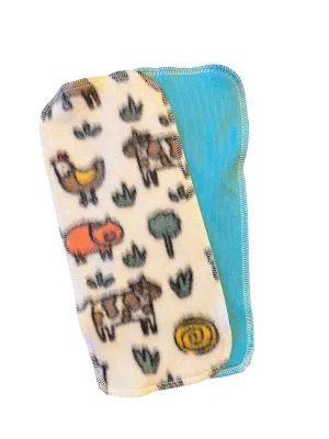 Farm Animals  & bright blue athletic wicking jersey diaper liners