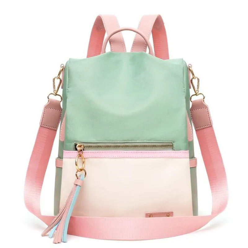 Fashion Backpack Women Candy Color Shoulder Bag Oxford Cloth School Bag For Teenage Girl Children Backpacks Travel Knapsack Bag