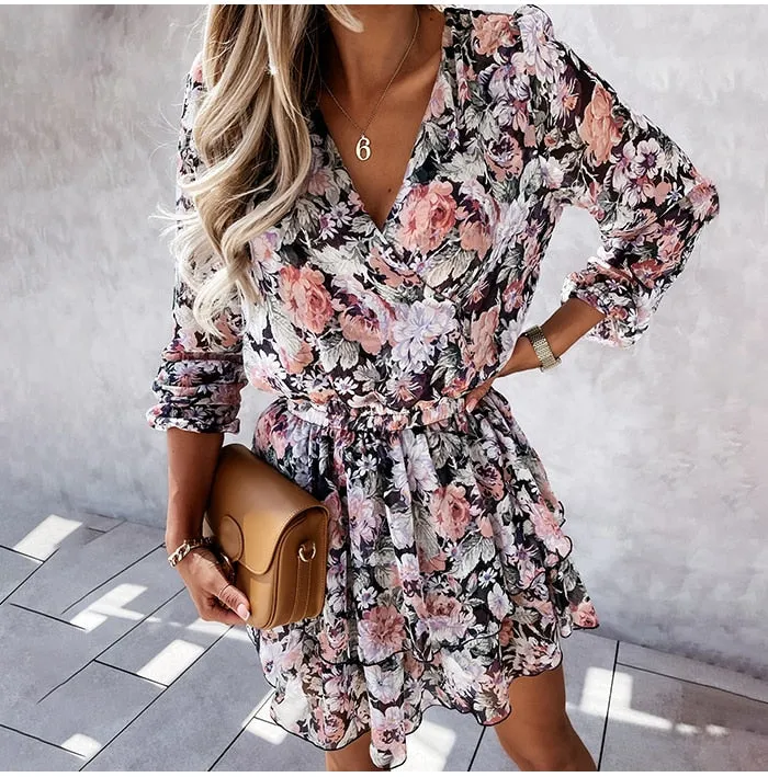 Floral Print Mini Party Dress