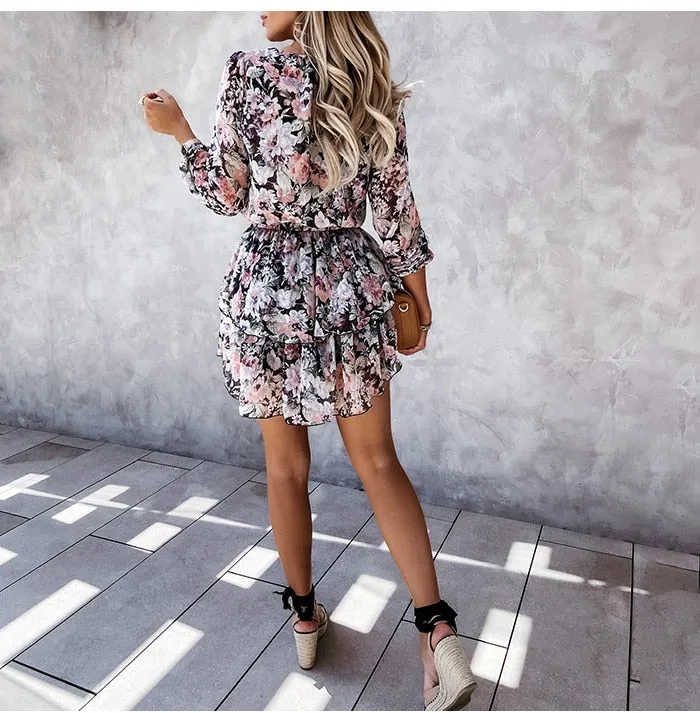 Floral Print Mini Party Dress