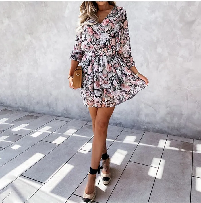 Floral Print Mini Party Dress