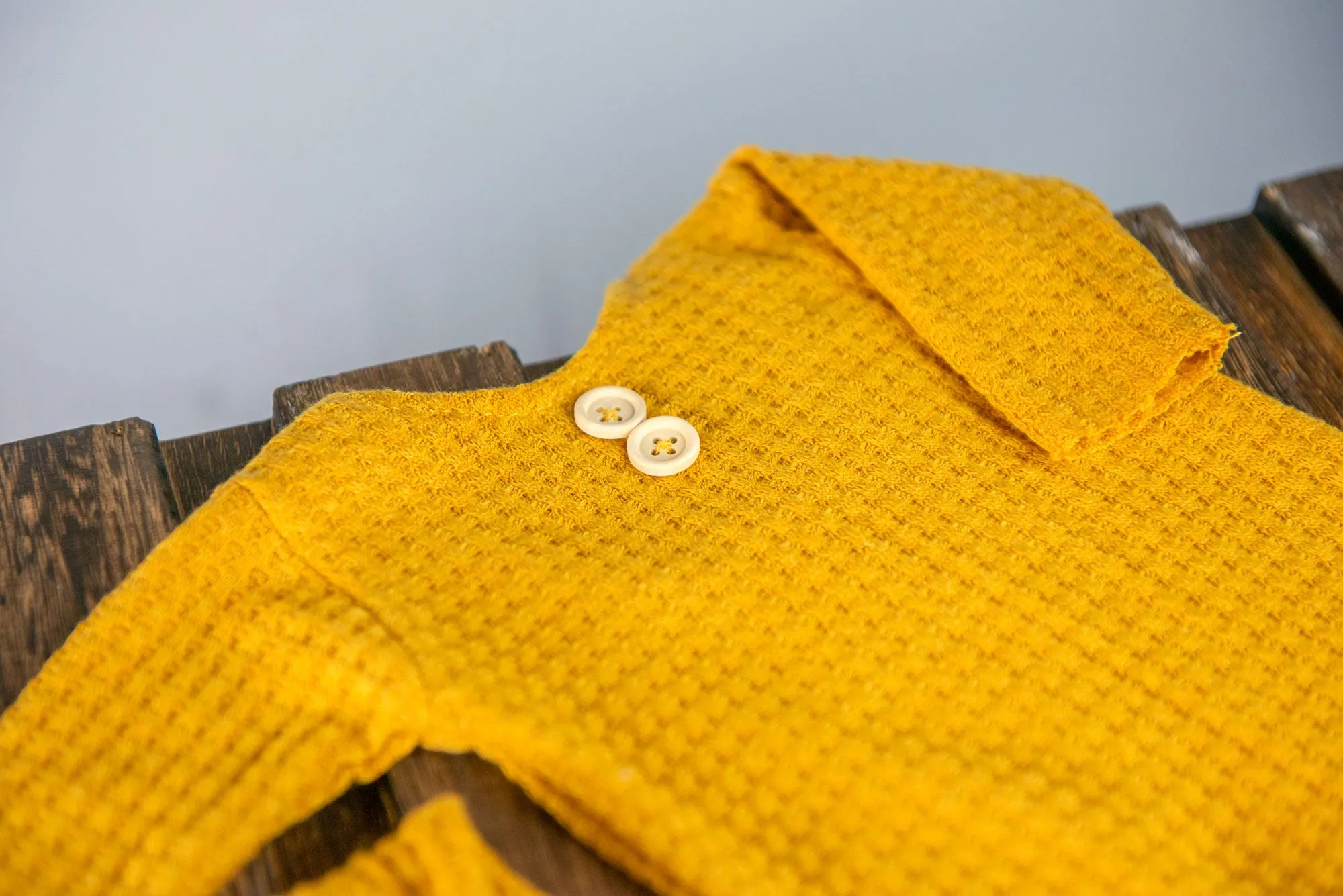 Footed Pajamas - Perforated - Mustard