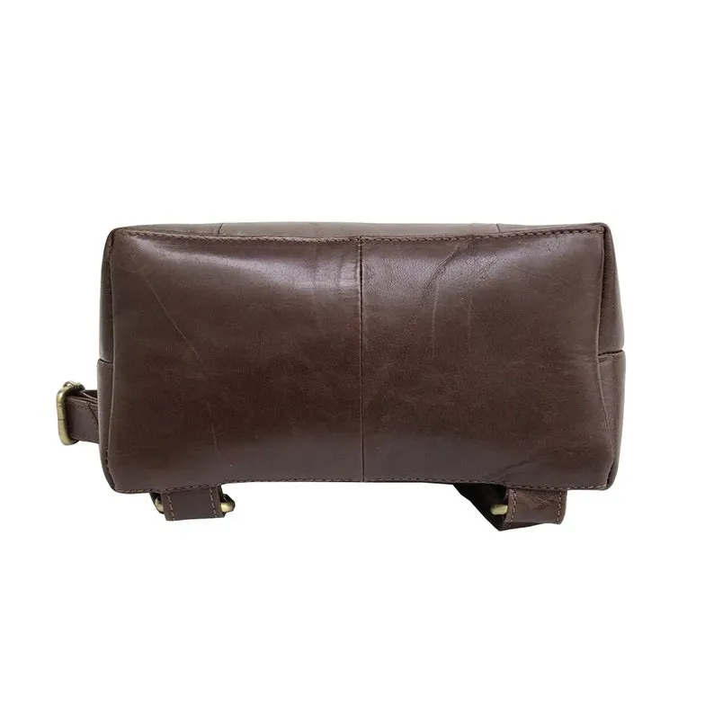 Full Grain Coffee Brown Leather Backpack