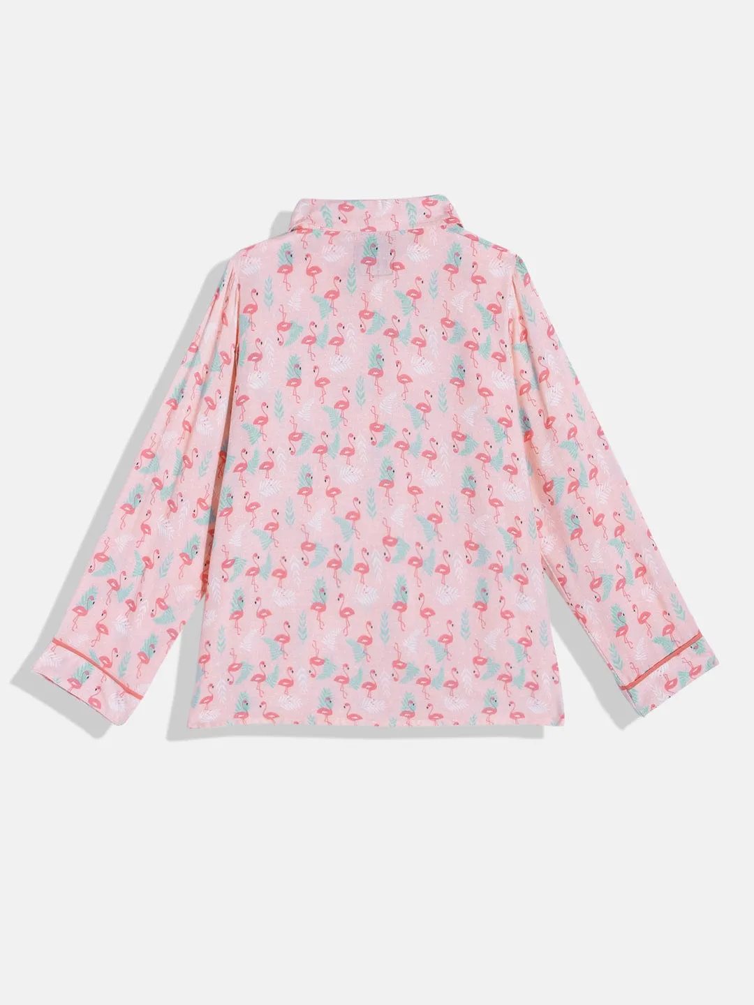 Girls Pink Flamingo Shirt Pyjama Set