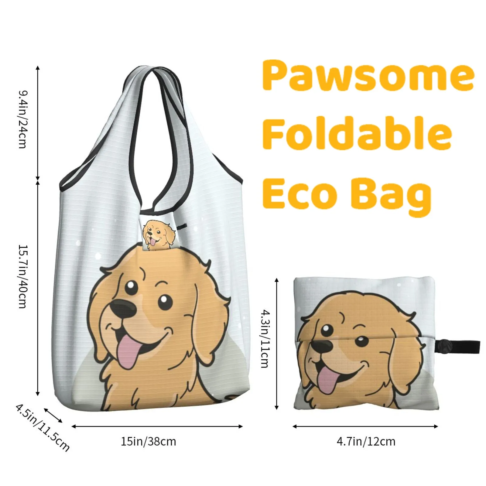 Golden Retriever Foldable Eco Bag | Durable & Waterproof Reusable Bag