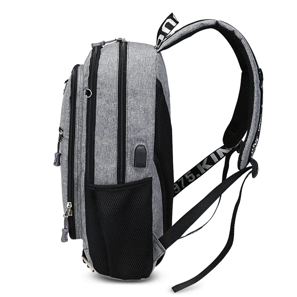 Guapabien Large Capacity Men's Travel Laptop Backpack with USB Charging Port