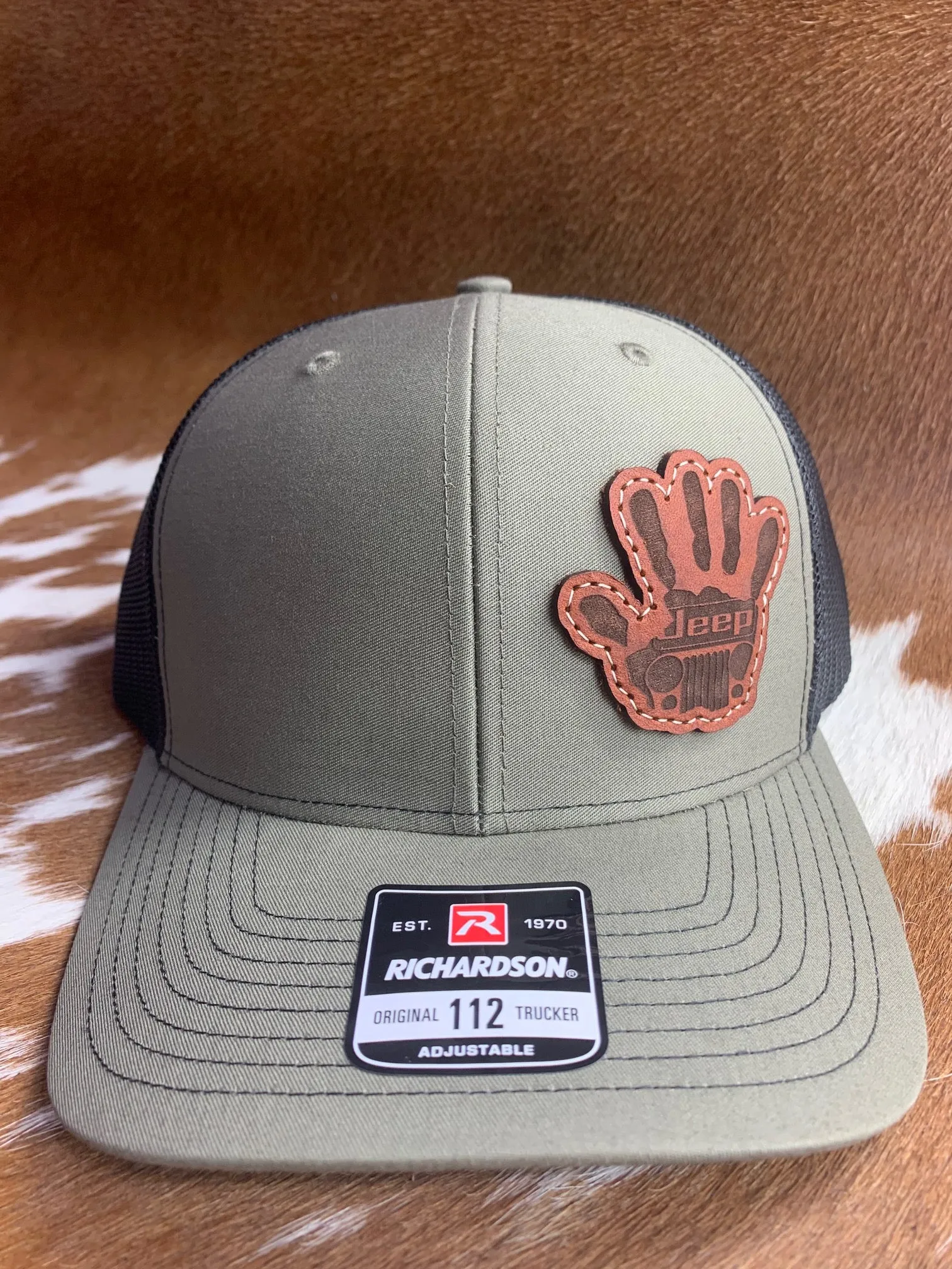 Handcrafted Jeep Wave Leather Patch Hat