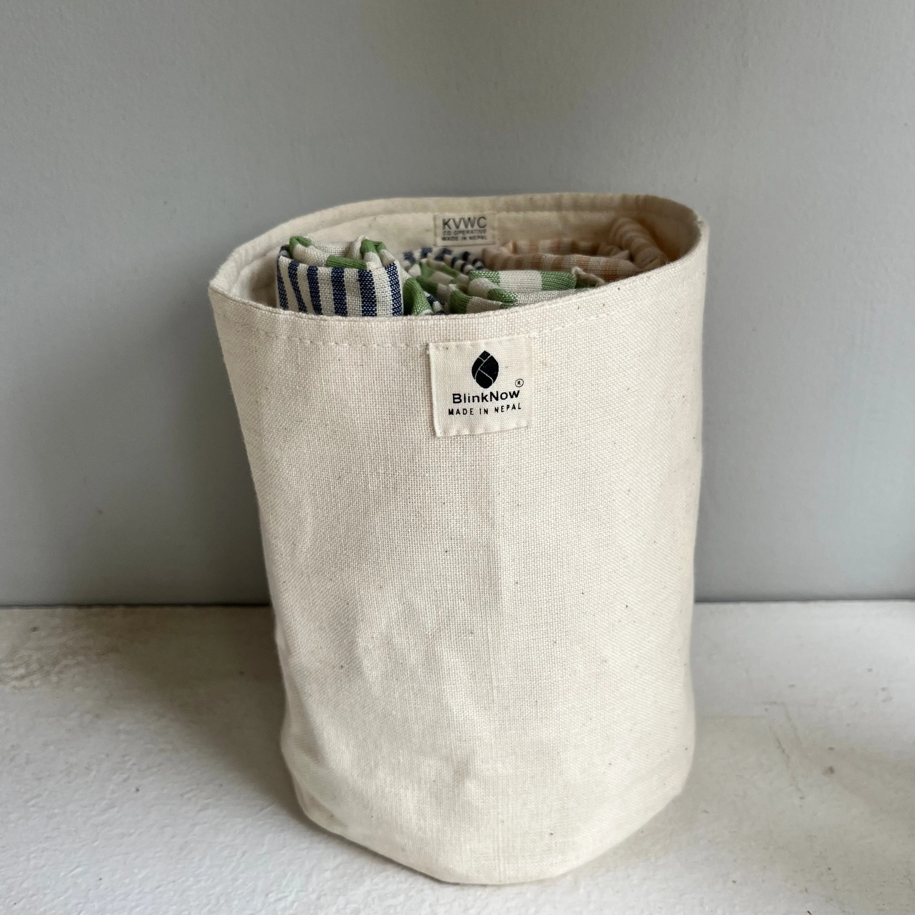 Handwoven canvas "basket"