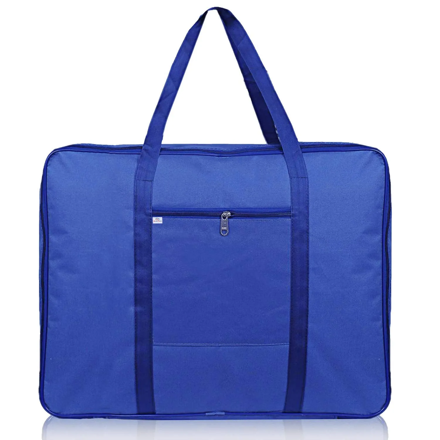 Heart Home Small Size Lightweight Foldable Rexine Jumbo Underbed Storage Bag With Zipper And Handle (Royal Blue)-Pack of 2