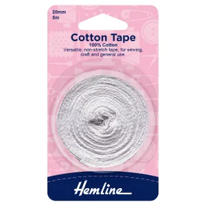 Hemline Cotton Tape: 5m x 20mm