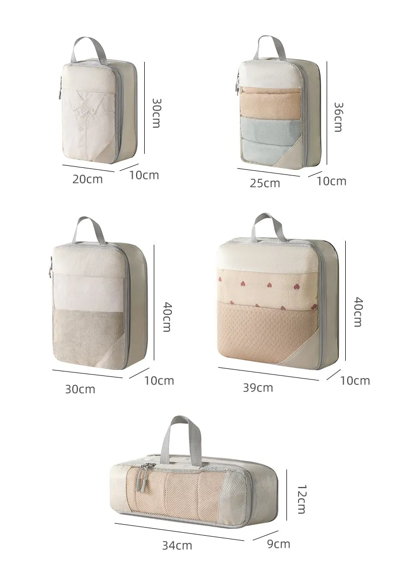 Iconix Premium 5 Piece Travel Organizers with Breathable Mesh