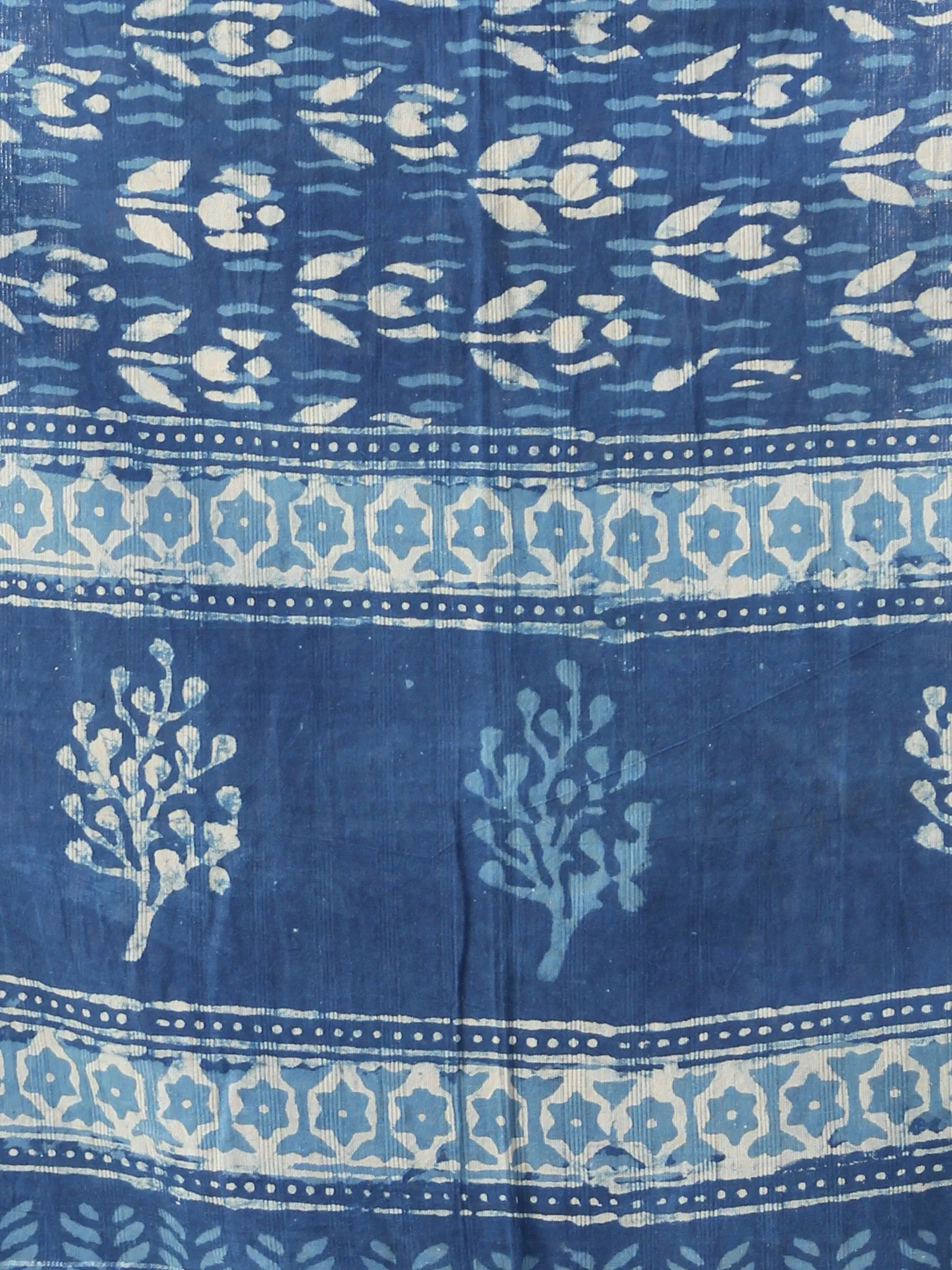 Indigo Ivory Dobby Cotton Hand Block Printed Dupatta  - D04170453