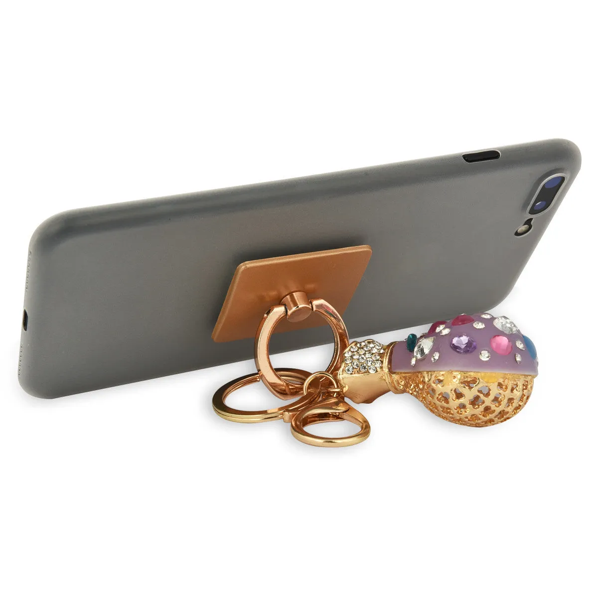 iOrigin Ring Grip and Kick Stand   Jar with Acrylic Diamonds and Rhinestones Key Chain for Mobile Phones & Tablets