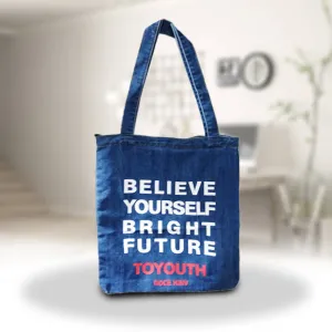 Kawachi Light Weight Soft Denim Jeans Bag Shoulder Multipurpose Shopping Tote Handbag K478