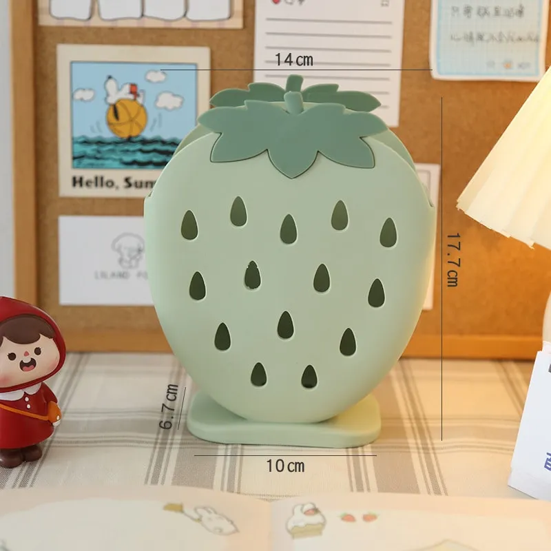 Kawaii Strawberry Divided Grid Pen Holder