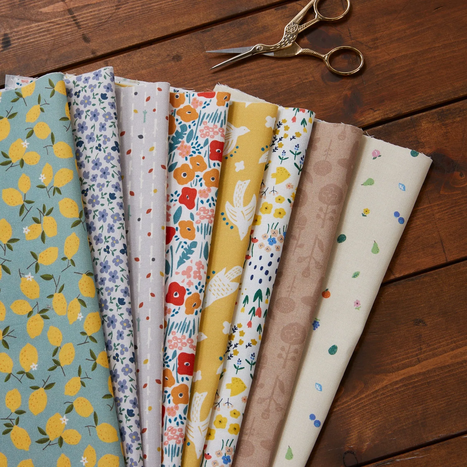 KOKKA Original Design 100% Organic Cotton Pre-cut Fabric Bundle (8 Sheets)