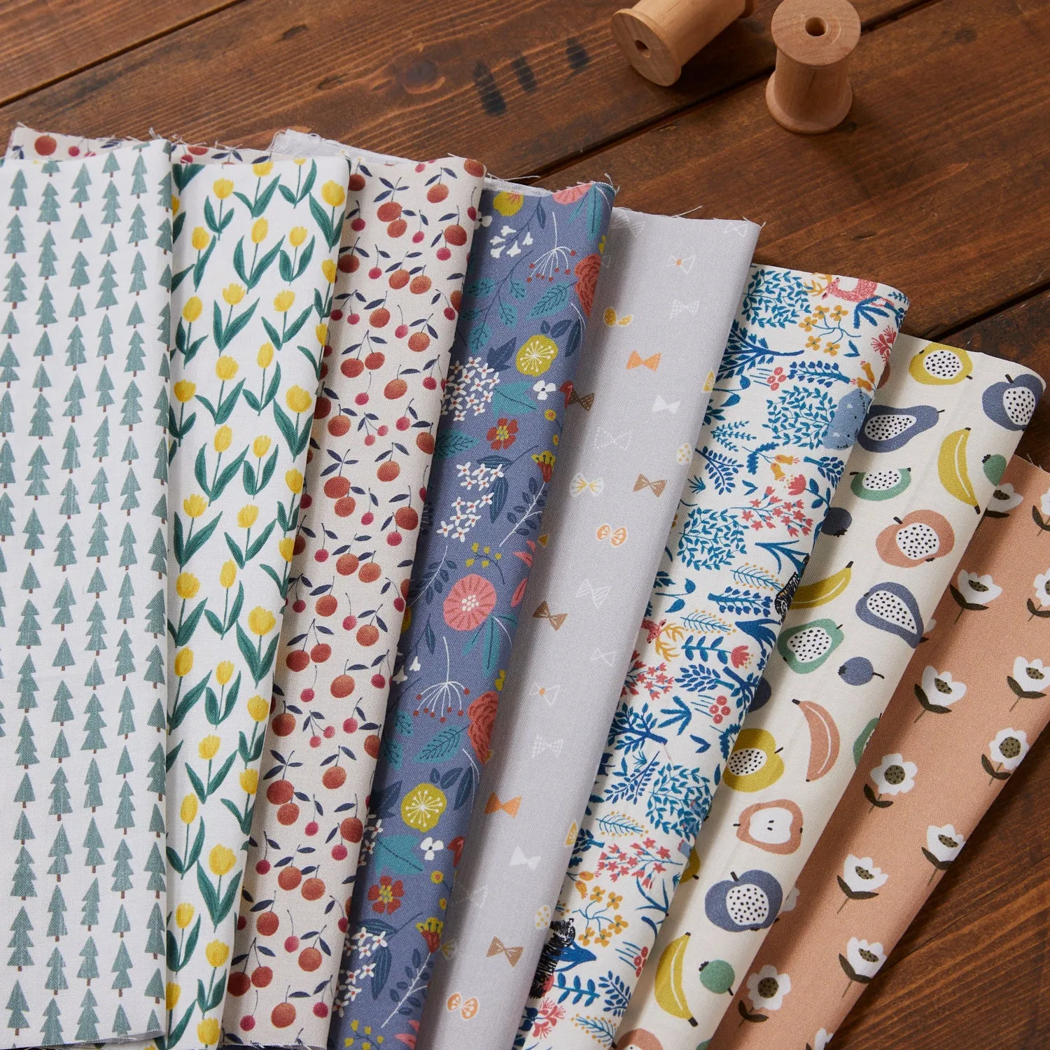 KOKKA Original Design 100% Organic Cotton Pre-cut Fabric Bundle (8 Sheets)