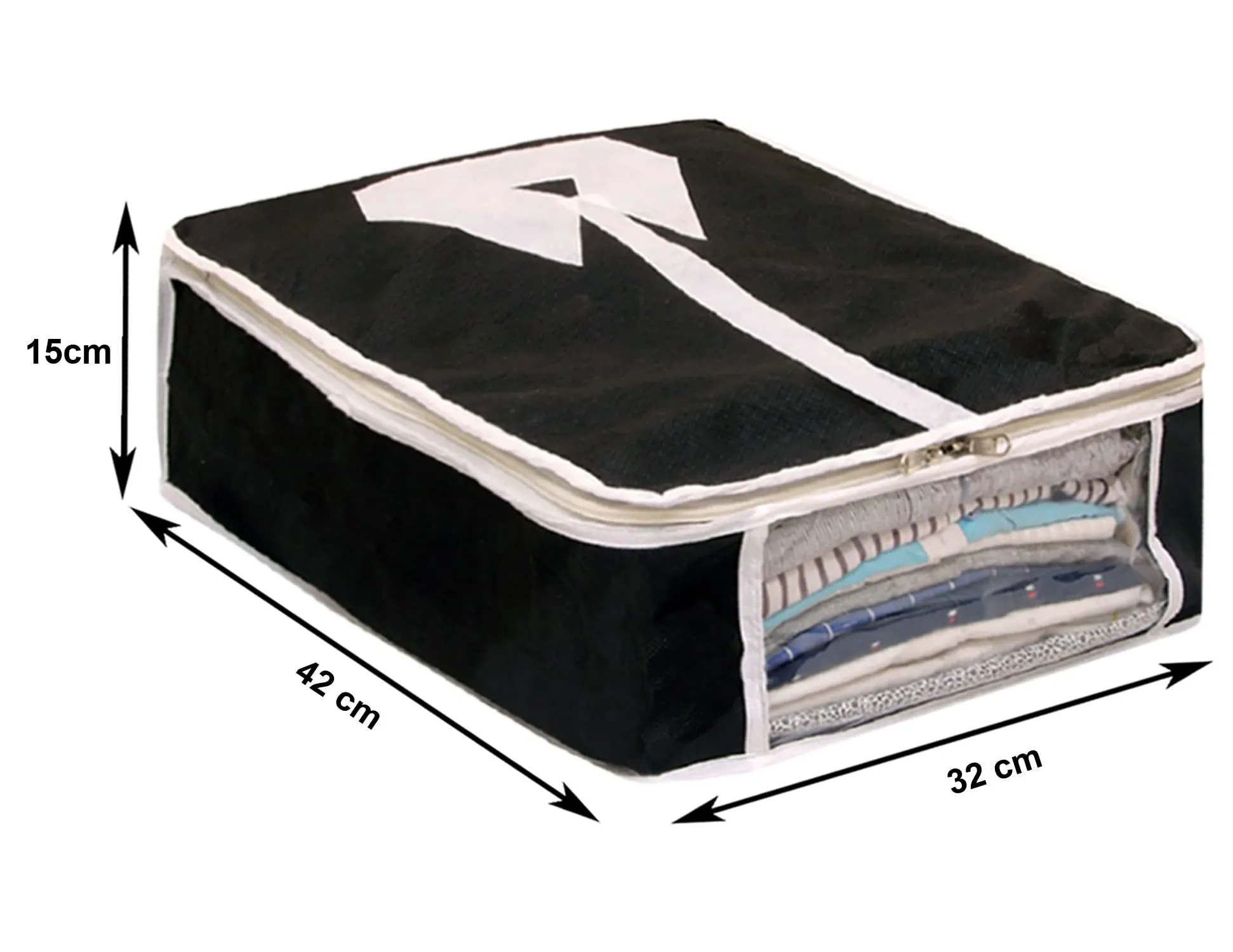 Kuber Industries Shirts & Clothing Organizer With Clear Window- Pack of 3 (Black)-HS43KUBMART26149