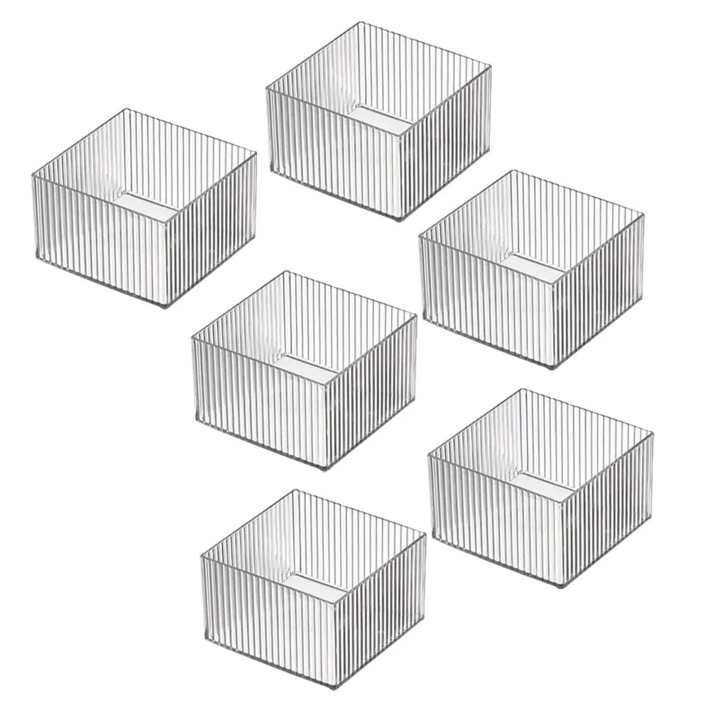 Kuber Industries Sqaure Cutlery/Cosmatic/Desk Organizer|Basket For Storage, Books, Toys-Pack of 6 (Transparent)