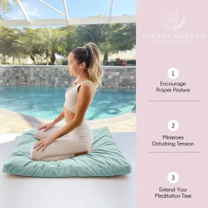 Large Meditation Mat – Premium Velvet Zabuton Meditation Cushion w 100% Kapok Insert