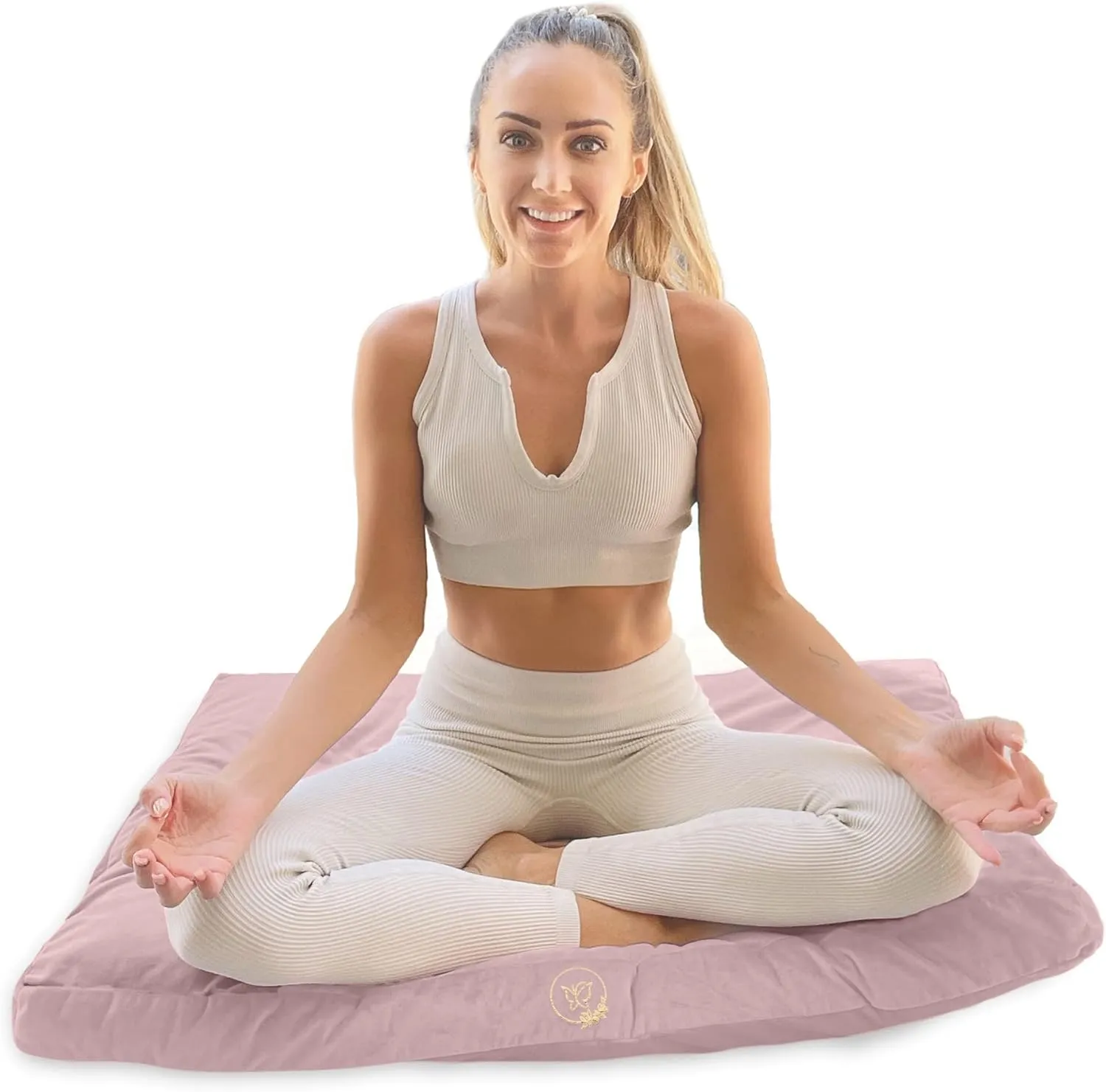 Large Meditation Mat – Premium Velvet Zabuton Meditation Cushion w 100% Kapok Insert