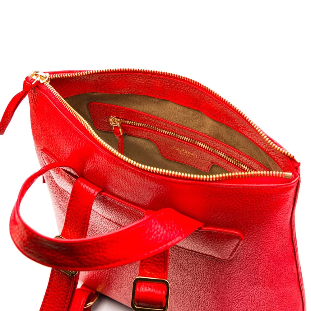 Leather 13" Laptop Backpack - Red