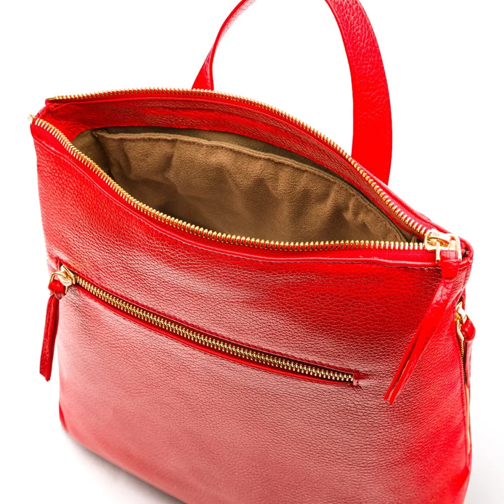 Leather 13" Laptop Backpack - Red