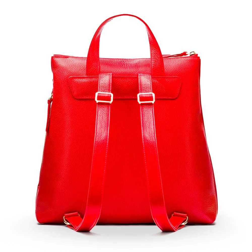 Leather 13" Laptop Backpack - Red