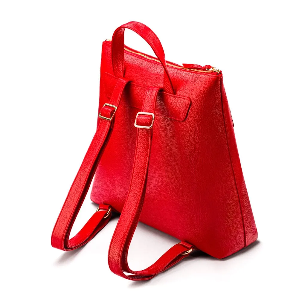 Leather 13" Laptop Backpack - Red