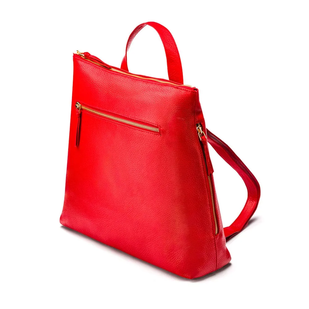 Leather 13" Laptop Backpack - Red