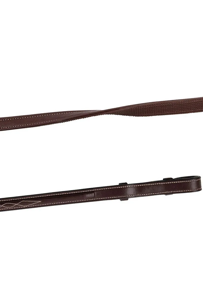 Leather/Rubber Deco Reins French Hooks Organic Tanned - Brown