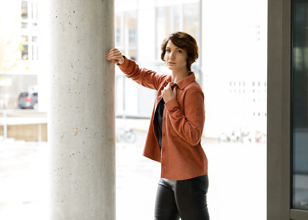 Line leather shirt