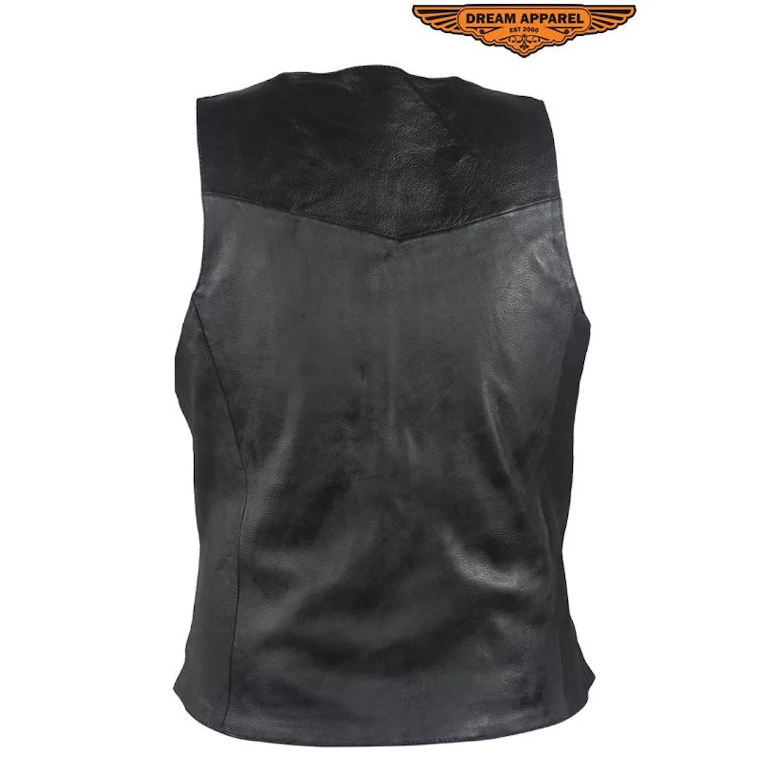 Men's Leather Bullet Proof Style Replica Motorcycle Vest