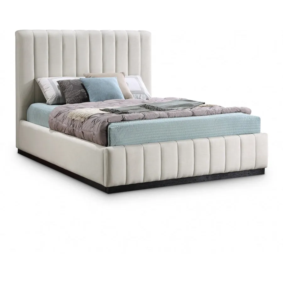 Meridian Furniture Lucia Linen Textured Fabric Bed