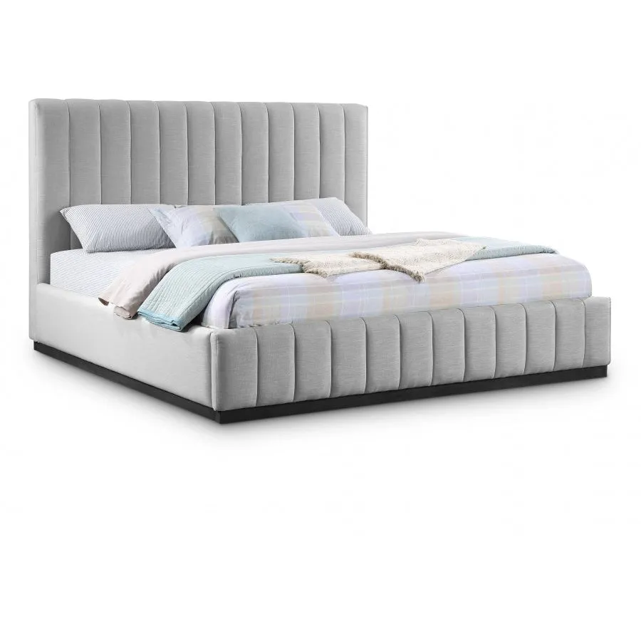 Meridian Furniture Lucia Linen Textured Fabric Bed