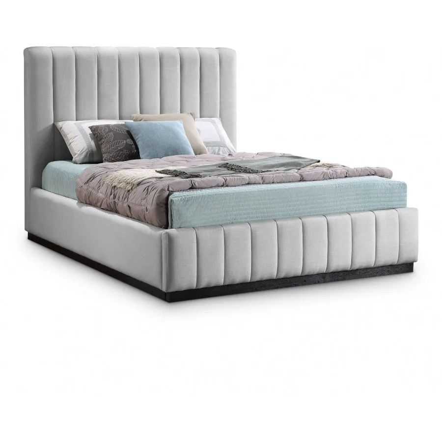 Meridian Furniture Lucia Linen Textured Fabric Bed