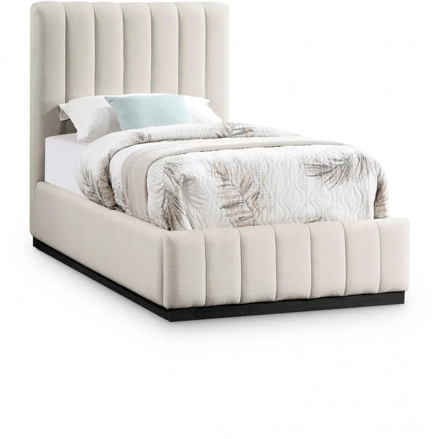 Meridian Furniture Lucia Linen Textured Fabric Bed