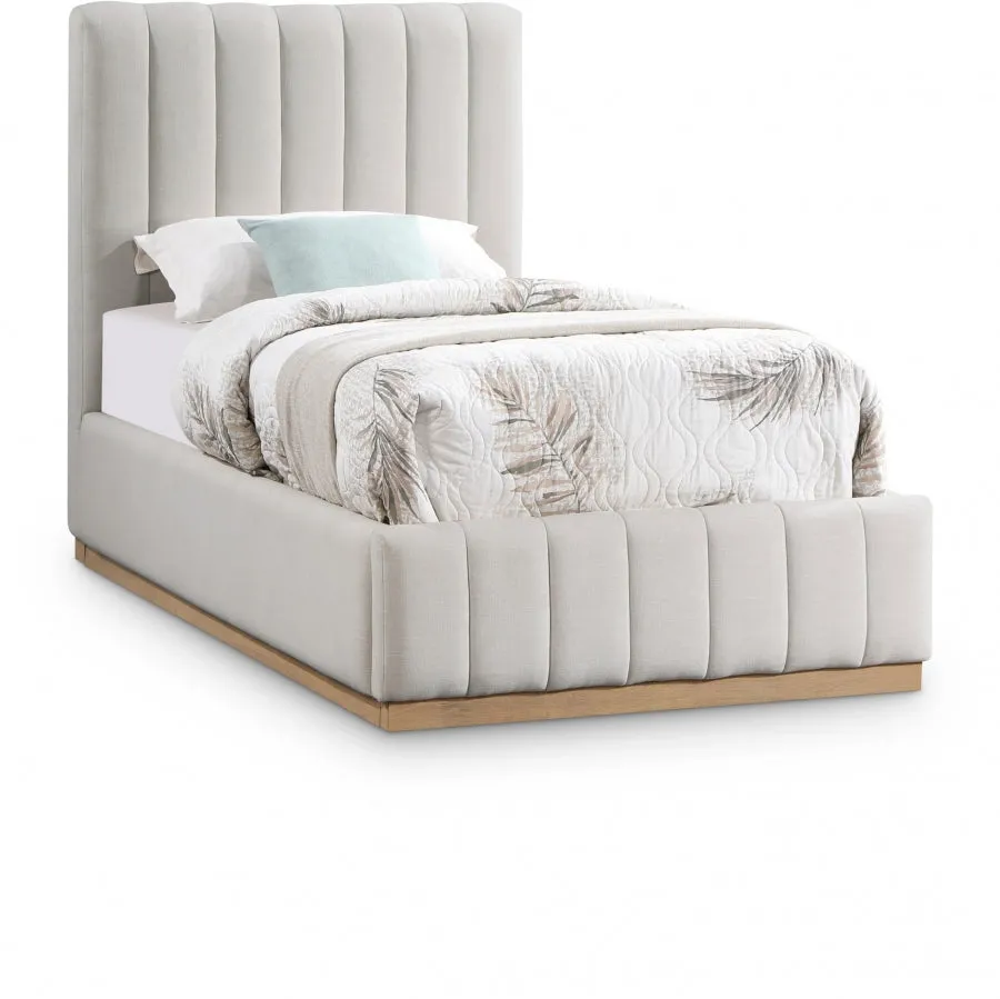 Meridian Furniture Lucia Linen Textured Fabric Bed