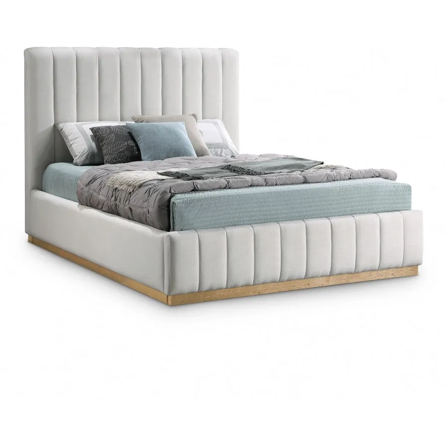 Meridian Furniture Lucia Linen Textured Fabric Bed