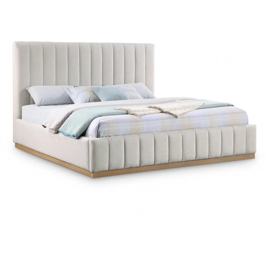 Meridian Furniture Lucia Linen Textured Fabric Bed