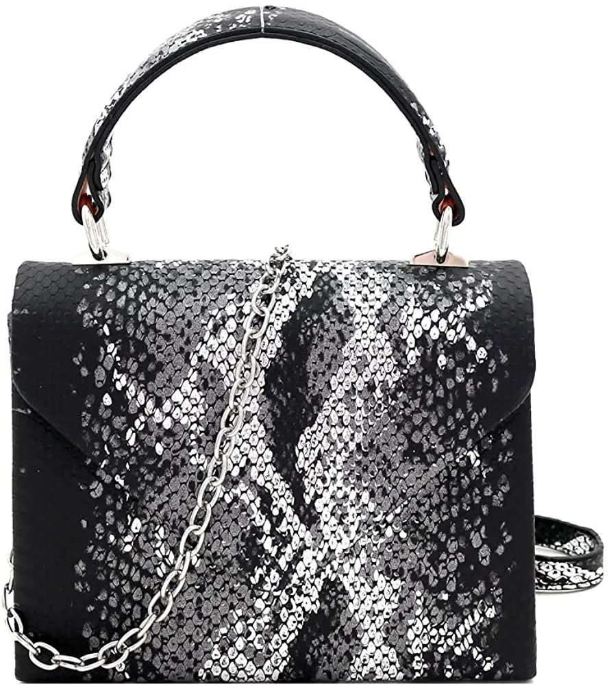 Mini Retro Black Box Flap leather Satchel Crossbody Handbag