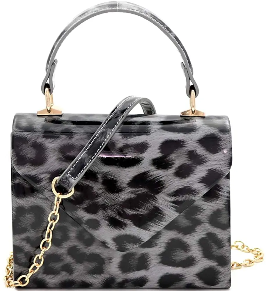 Mini Retro Black Box Flap leather Satchel Crossbody Handbag
